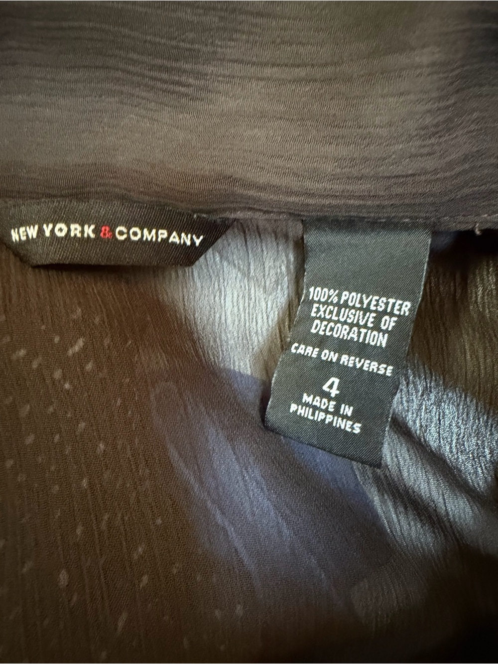 New York & Company Black Sheer Ruffle-Front Blouse with Lace Cuffs - Picture 4 of 4